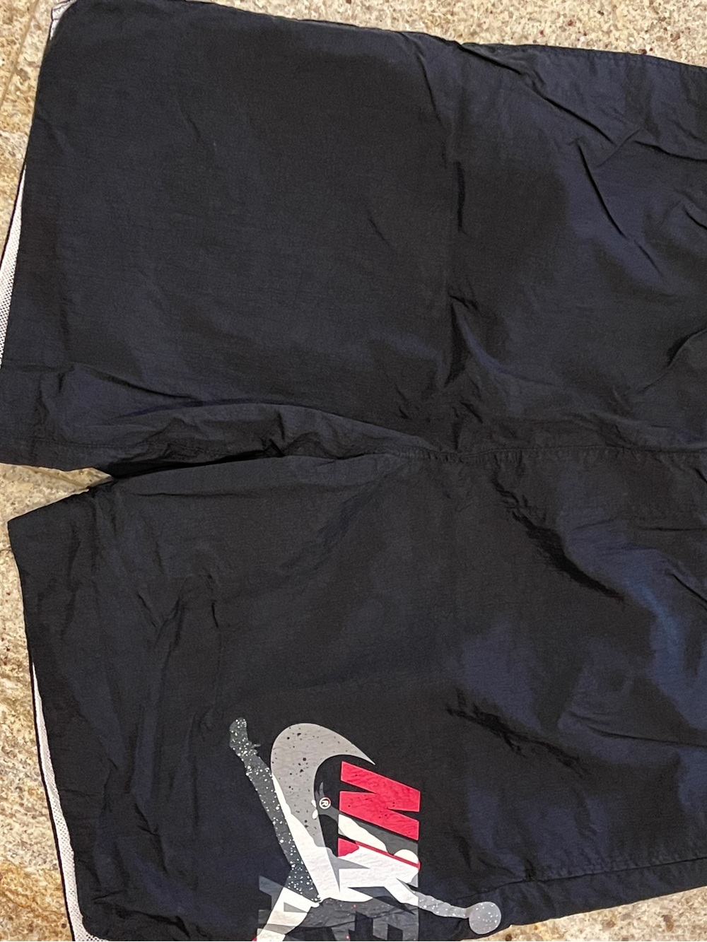 Jordan Poolside Men’s Black Athletic Swim Shorts with Red and White Logo